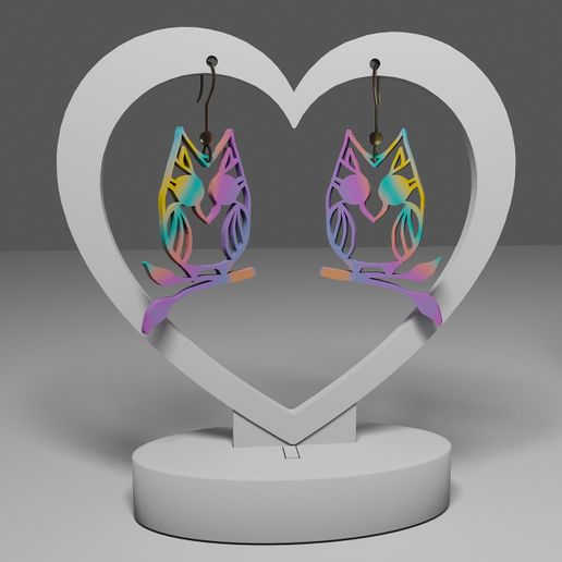 Mandala earrings 136 owl 3D model