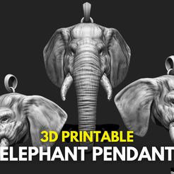 0_Elephant_Head_Pendant.jpg Fichier 3D Tête d'éléphant - Pendentif Modèle d'impression 3D・Design imprimable en 3D à télécharger