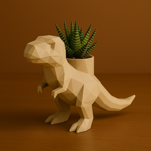 Low-Poly T-Rex Planter  3D Printed Dinosaur Plant Pot (One-Piece  Print) STL File for 3D printingCults
