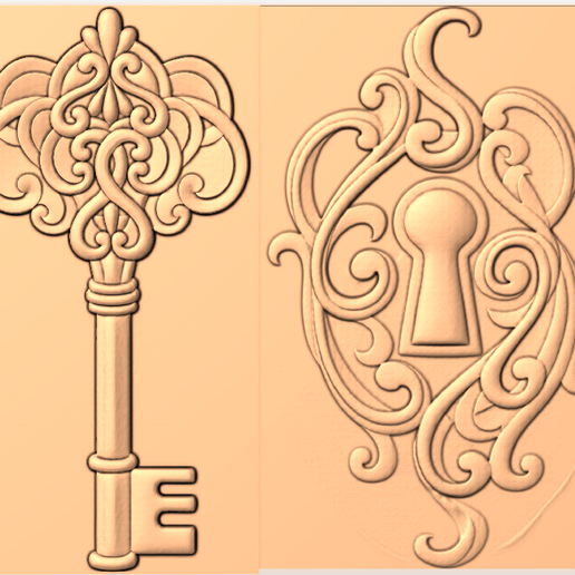 🔑 Fancy Key and Key Hole・Free STL File for 3D printing and CNC ...