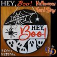 Hey-Boo-Sign-IMG.jpg Hey Boo Ghost Spider Web Halloween Decor Hanging Holiday Sign