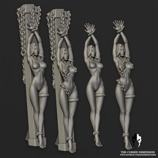 Slave_Woman_02jpeg.jpg 3D file Slaves! Clothed with nude variations・3D printable model to download, edgeminiatures