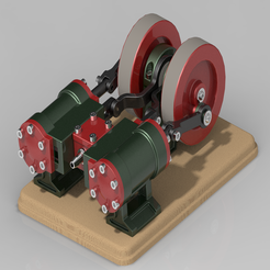 engine_asm_1.png Free 3D file 2 Cylinder Sliding Valve Engine・Template to download and 3D print, kmccon