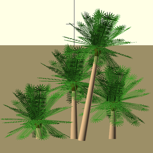 Scad file containing functions to get phoenix type palms