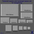 square_bases_set.png 3 in 1 BUNDLE - Moss 2 Textur Basen Set (rund, quadratisch und rechteckig, oval) + dünne Basen | Perfekt für Tabletop Wargames & RPG's