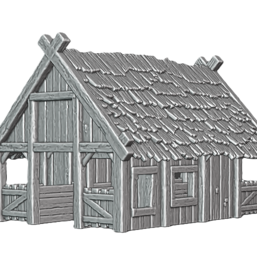 Stable.png Frozen Viking Village – Winter Barbarian Settlement Terrain | 37 STL Modular Wargame & RPG Tabletop Scenery