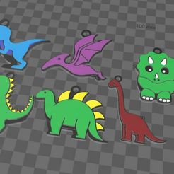 Captura-de-pantalla-2022-10-20-084242.jpg Datei STL Dinosaurier Keyring Pack für Kinder・Design für 3D-Drucker zum herunterladen