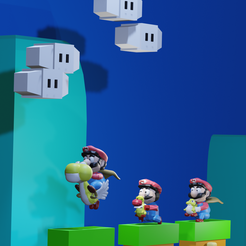 render3.png Mario and winged Yoshi (Super Mario World)