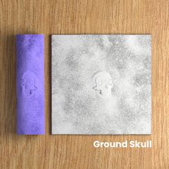 Roller_Pattern_Ground-Skull_Cam01.jpg Fichier STL Ground Skull 001 | Rouleau de texture・Objet imprimable en 3D à télécharger