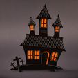 2023_10_27_Halloween_Ghost_Houses_0022.jpeg 4x Scary Halloween Flat House Backlit Decoration SET