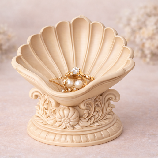 Sea Shell Trinket Dish STL – Elegant Ocean Jewelry Holder – 3D Printable Decorative Vanity Bowl – Coastal Home Decor