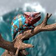 Furcifer-Pardalis-NosyBeII_Tree_Base3.jpg Panther chameleon - (Furcifer pardalis NosyBe) -3D print file-with full-size texture high-polygon