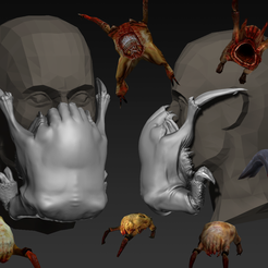 headcrab.png Fichier STL gratuit COVID-19 Casquette de masque, édition pour les pommettes・Modèle à télécharger et à imprimer en 3D