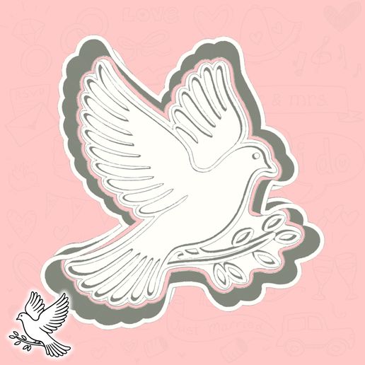 Wedding Day cookie cutters - white dove (style 2)