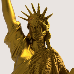 2641804e-96e9-4d0f-a675-acb388ab64da.png STL-Datei FREIHEITSSTATUE HALB VOXEL-STIL・3D-Druckvorlage zum Herunterladen