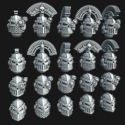 All.jpg 3D-Datei Helme mit Eisenschädel・Modell für 3D-Drucker zum Herunterladen, Red-warden-miniatures