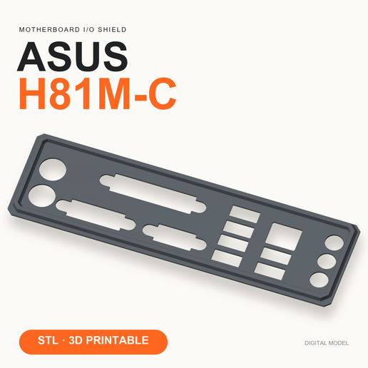 Asus H81M-C I/O Shield — Replacement Backplate STL