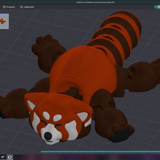 OrcaSlicer_Red_Panda_V01.jpg Artikulierter roter Panda mit Druck an Ort und Stelle