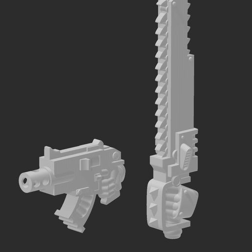 Phobos Pistol and Chainblade 3D model