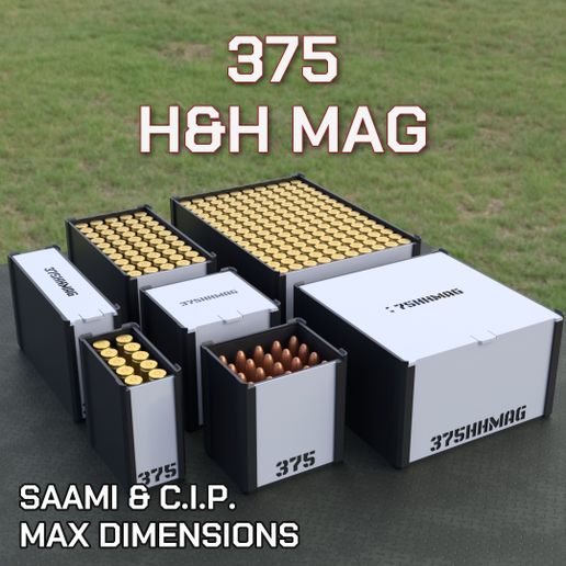 DBOX AMMO BOX 375 H&H Magnum AMMUNITION STORAGE 10/20/25/50/100/150 ROUNDS CRATE ORGANIZER 375 Holland & Holland
