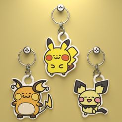 chibi-pichu-line-render.jpg Файл STL БРЕЛОК POKEMON CHIBI PICHU, PIKACHU И RAICHU (ПРОСТАЯ ПЕЧАТЬ БЕЗ ПОДДЕРЖКИ)・Модель для загрузки и 3D-печати