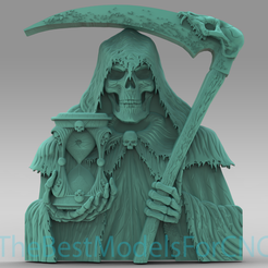 Death-With-Hourglass.png 3D Model STL File for CNC Router Laser & 3D Printer Death With Hourglass