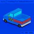 04.png Voxel Pickup Truck - Multicolor Print and STL - 8-bit Pixel Art - Voxel Art