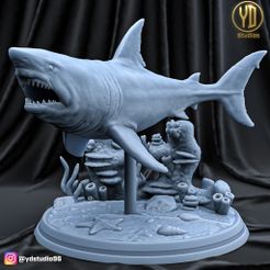 render.jpg Archivo STL Gran tiburón blanco・Modelo imprimible en 3D para descargar