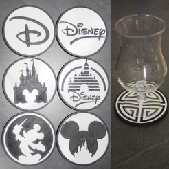 Sans-titre.png Fichier STL 6 Coaster Disney Logo・Modèle à télécharger et à imprimer en 3D