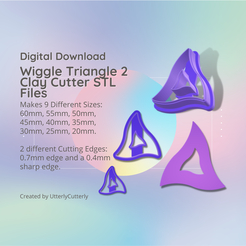 Cover-7.png Archivo 3D Cortador de arcilla Wiggle Triangle 2 - Mid Century Modern STL Digital File Download- 9 tamaños y 2 versiones de cortador Pendientes, colgante, pasador・Modelo para descargar y imprimir en 3D