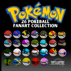 2.png Archivo STL Colección completa de 26 Pokeballs de Pokémon・Plan imprimible en 3D para descargar
