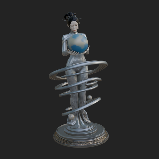 Figure Holding Globe Statue Design 1 - 3D Print Model