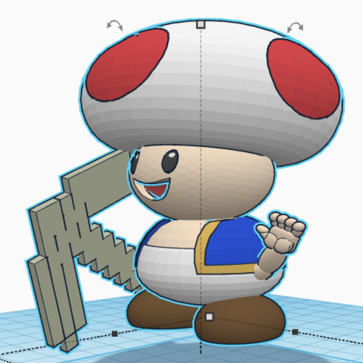Toad with a Minecraft pickaxe - 3D model önizlemesi