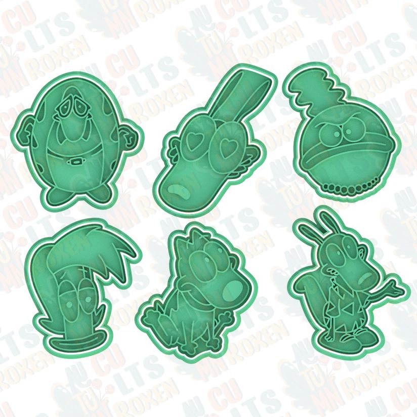 main.jpg 3D file Rocko Modern Life cookie cutter set of 6・3D print object to download, roxengames