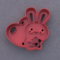 ConejoKawaii_1.png STL file Kawaii Bunny. Easter cookie cutter: Stamper and cutter. Kawaii bunny. Easter Cookie Cutter. Stamp & Cutter.・Template to download and 3D print