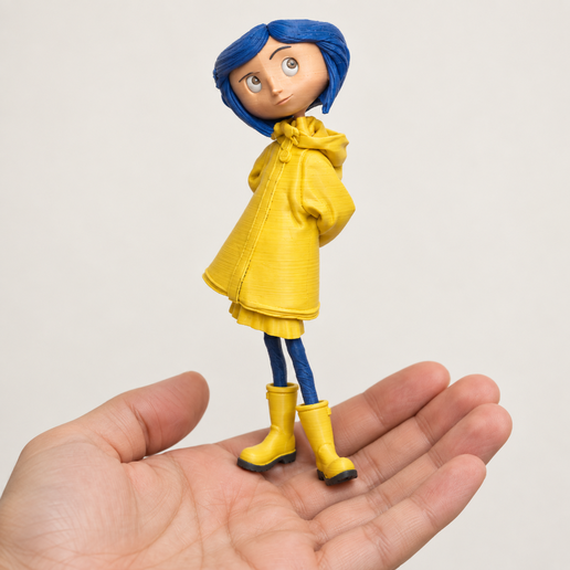Coraline in Yellow Raincoat - Gothic Fantasy STL Figure