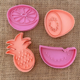 FRUTAS-2.png ANANA ORANGE NARANJA POMELO  KIWI PINEAPPLE WATERMELON SANDIA COOKIE CUTTER CORTANTE GALLETAS