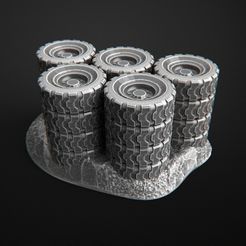 2018_12_S_2.jpg Free OBJ file Car wheels, stacked truck, apocalyptic, post-apocalyptic・3D printable design to download