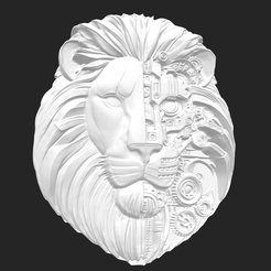 Screenshot-2023-10-27-at-4.24.50 PM.png Tête de lion demi-mécanique, art mural, modèle 3D STL très détaillé