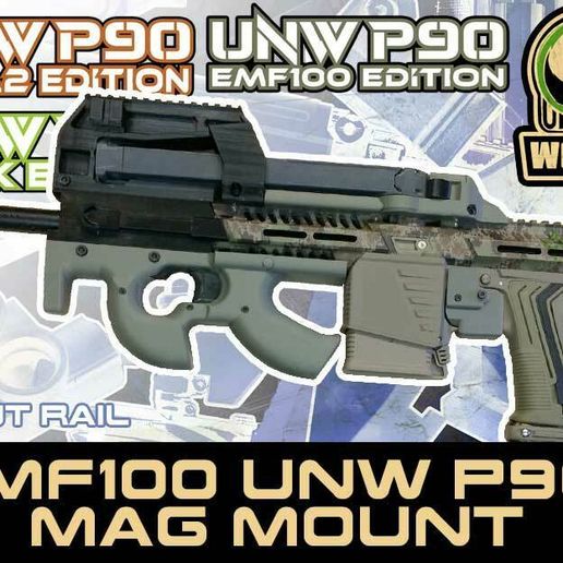 UNW-P90-PE-ETHA-2-MAG-mount-rail.jpg STL file UNW P90 MAG MOUNT FOR THE PLANET ECLIPSE ETHA 2, EMEK AND EMF100・Template to download and 3D print, UntangleART