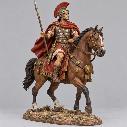 Soldado romano a caballo patrullando – Figura de Belén para impresión 3D