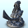 114.png Woman bust with sword and hair in bun (20) - Medieval Fantasy Magic Feudal Old Archaic Saga 28mm 15mm