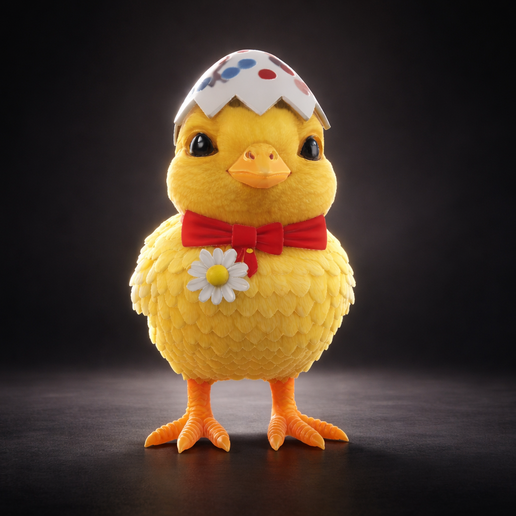 Cute Easter Chick with Eggshell Hat – Adorable Spring Decor – 3D Printed Easter Ornament