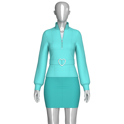 Girls Back Lace Up Half Zip Jacket With Skirt - Outfit | Marvelous / Clo3d / obj / fbx