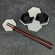 1000026168.jpg Chopstick Rest with Tray in Modern Minimalist Hexagonal Design