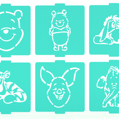 1.png 3D file Winnie the pooh stencil set of 6 for Coffee and Baking・3D print design to download, roxenstencil