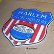 harlen-globetrotters-escudo-equipo-baloncesto-letrero.jpg Harlen Globetrotters, shield, badge, logo, poster, sign, 3d printing, players, court, ball, ball