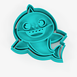 cortante baby shark 1.png Archivo STL Baby shark cookie cutter - baby shark cortante de galleta + marcador・Plan para descargar y imprimir en 3D