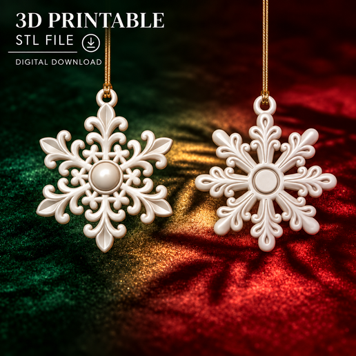 Christmas Snowflake Ornaments STL Bundle – 2 Designs