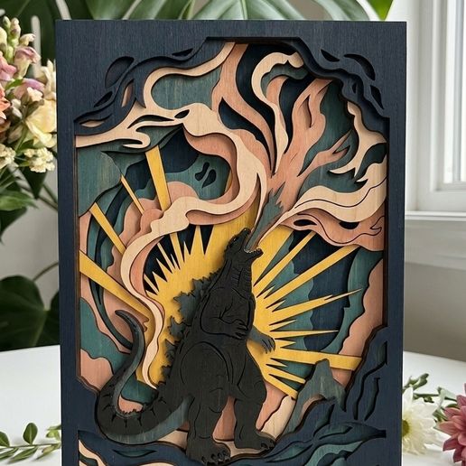 MD360 - Giant Monster Layered Wood SVG, Sea Monster Laser Cut File, Fantasy Creature Wall Art Glowforge CNC